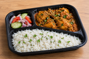 Home-Made Chicken Curry with Rice & Salad